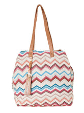 PRIMROSE Chevron Pattern Tote Bag with Tassel, Multicolour
